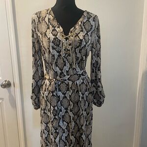 Michael Kors Black and Cream Snake Print Dress